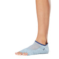 Blue - Back - Toesox Womens-Ladies Luna Champagne Half Toe Socks