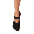 Black-Red - Side - Toesox Womens-Ladies Mia Sleigh Toe Socks