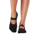 Black-Red - Front - Toesox Womens-Ladies Mia Sleigh Toe Socks