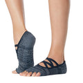 Grey-Navy - Back - Toesox Womens-Ladies Elle Diverge Half Toe Socks