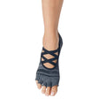 Grey-Navy - Side - Toesox Womens-Ladies Elle Diverge Half Toe Socks