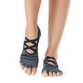 Grey-Navy - Front - Toesox Womens-Ladies Elle Diverge Half Toe Socks