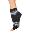 Black-Blue-Grey - Back - Toesox Womens-Ladies Duet Half Toe Socks