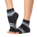 Black-Blue-Grey - Front - Toesox Womens-Ladies Duet Half Toe Socks