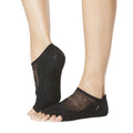 Black - Back - Toesox Womens-Ladies Luna Starpower Half Toe Socks