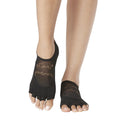 Black - Front - Toesox Womens-Ladies Luna Starpower Half Toe Socks