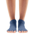 Navy Blue - Back - Toesox Womens-Ladies Half Toe Socks