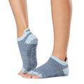 Light Blue-Navy - Back - Toesox Womens-Ladies Bluebell Half Toe Socks