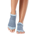 Light Blue-Navy - Front - Toesox Womens-Ladies Bluebell Half Toe Socks