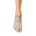 Grey - Side - Toesox Womens-Ladies Mia Legend Half Toe Socks