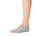 Grey - Back - Toesox Womens-Ladies Mia Misty Half Toe Socks