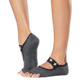 Grey - Back - Toesox Womens-Ladies Mia Pansy Half Toe Socks