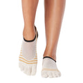 White-Beige-Black - Back - Toesox Womens-Ladies Luna Offset Toe Socks