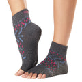 Grey-Pink-Blue - Front - Toesox Womens-Ladies Festival Half Toe Socks