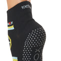 Black-Yellow-Blue-Red - Back - Toesox Womens-Ladies Fresco Half Toe Socks