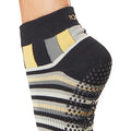 Black-Yellow-Grey - Back - Toesox Womens-Ladies King Half Toe Socks