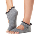 Grey - Front - Toesox Womens-Ladies Bella Melody Half Toe Socks