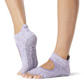 Purple - Back - Toesox Womens-Ladies Bellarina Gripped Half Toe Socks