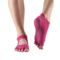 Raspberry - Front - Toesox Womens-Ladies Bellarina Gripped Half Toe Socks