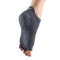 Charcoal - Side - Toesox Womens-Ladies Bellarina Gripped Half Toe Socks