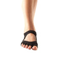 Black - Side - Toesox Womens-Ladies Bellarina Gripped Half Toe Socks