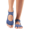 Navy - Front - Toesox Womens-Ladies Bellarina Gripped Half Toe Socks