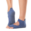 Navy - Back - Toesox Womens-Ladies Bellarina Gripped Half Toe Socks