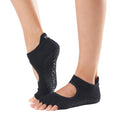 Black - Back - Toesox Womens-Ladies Bellarina Organic Cotton Gripped Half Toe Socks