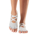 Grey - Front - Toesox Womens-Ladies Elle Logo Gripped Half Toe Socks