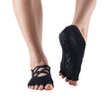 Black - Back - Toesox Womens-Ladies Elle Gripped Half Toe Socks