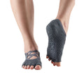 Grey - Back - Toesox Womens-Ladies Elle Gripped Half Toe Socks