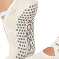 Cream - Side - Toesox Womens-Ladies Elle Floral Half Toe Socks