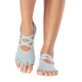 Grey - Lifestyle - Toesox Womens-Ladies Elle Floral Half Toe Socks