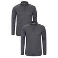 Dark Grey - Back - Mountain Warehouse Mens Talus Base Layer Top (Pack of 2)