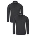 Black - Front - Mountain Warehouse Mens Talus Base Layer Top (Pack of 2)