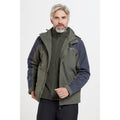 Khaki Green - Front - Mountain Warehouse Mens District Extreme 3 in 1 Waterproof Jacket