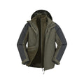 Khaki Green - Pack Shot - Mountain Warehouse Mens District Extreme 3 in 1 Waterproof Jacket