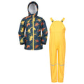 Blue-Yellow-Orange - Front - Mountain Warehouse Childrens-Kids Raindrop Dinosaur Waterproof Jacket And Trousers Set