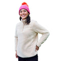 Beige - Pack Shot - Mountain Warehouse Womens-Ladies Teddy Fleece Quarter Zip Fleece Top