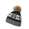 Black - Side - Mountain Warehouse Womens-Ladies Fair Isle Pom Pom Beanie