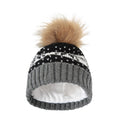 Black - Pack Shot - Mountain Warehouse Womens-Ladies Fair Isle Pom Pom Beanie