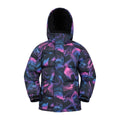 Black-Pink - Back - Mountain Warehouse Childrens-Kids Snow II Printed Water Resistant Padded Jacket