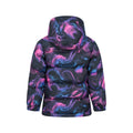 Black-Pink - Side - Mountain Warehouse Childrens-Kids Snow II Printed Water Resistant Padded Jacket