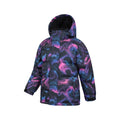 Black-Pink - Lifestyle - Mountain Warehouse Childrens-Kids Snow II Printed Water Resistant Padded Jacket