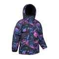 Black-Pink - Pack Shot - Mountain Warehouse Childrens-Kids Snow II Printed Water Resistant Padded Jacket