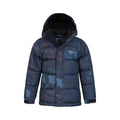 Black - Pack Shot - Mountain Warehouse Childrens-Kids Snow II Printed Water Resistant Padded Jacket