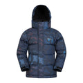 Black - Front - Mountain Warehouse Childrens-Kids Snow II Printed Water Resistant Padded Jacket