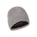 Grey - Lifestyle - Mountain Warehouse Mens Ribbed Faux Fur Lined Beanie