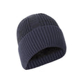 Navy - Side - Mountain Warehouse Mens Ribbed Faux Fur Lined Beanie