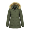 Dark Khaki - Pack Shot - Mountain Warehouse Womens-Ladies Isla II Long Down Jacket